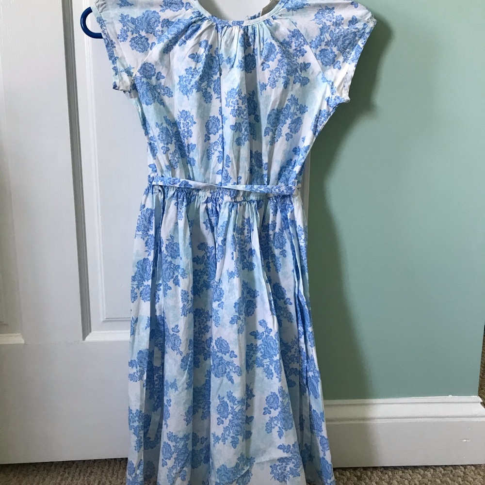 Blue And White Floral Lands End Kids Dress